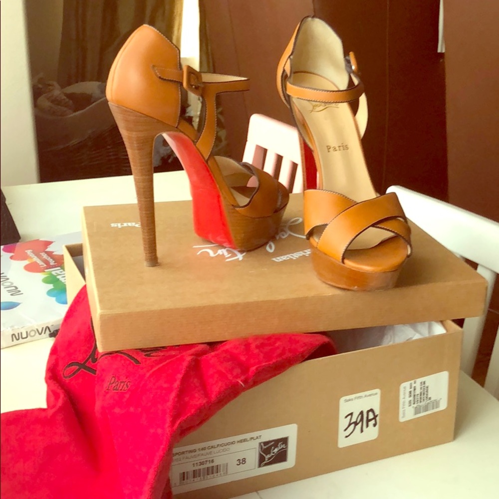Christian Louboutin Brown Sporting Leather Heels